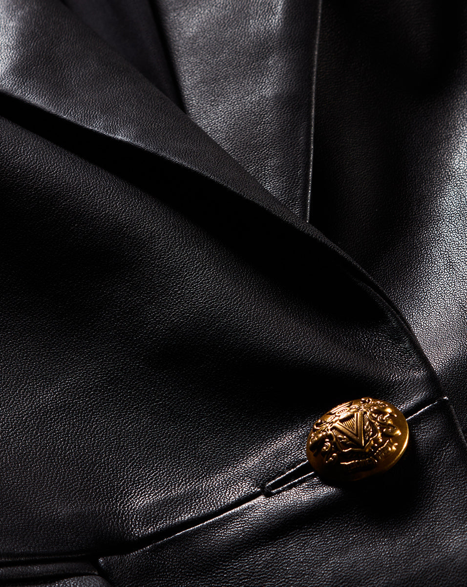 Veste Vega en cuir à plastron