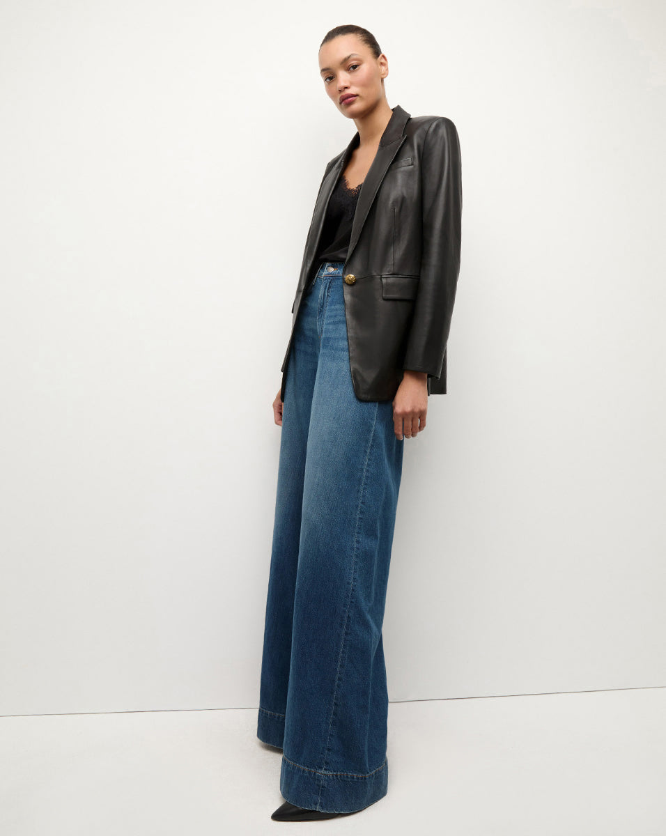 Veste Vega en cuir à plastron