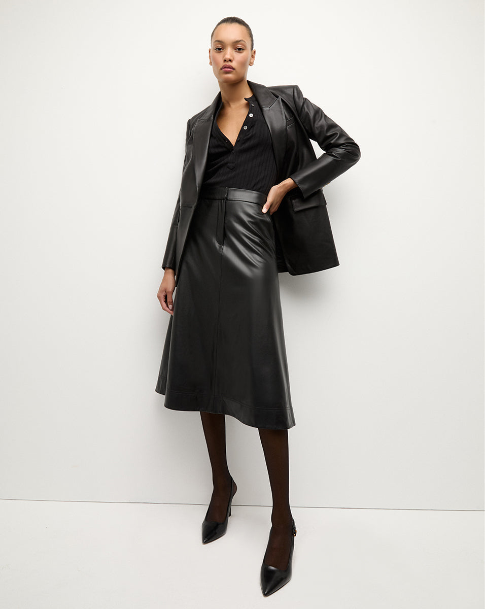 Veste Vega en cuir à plastron