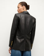 Veste Vega en cuir à plastron