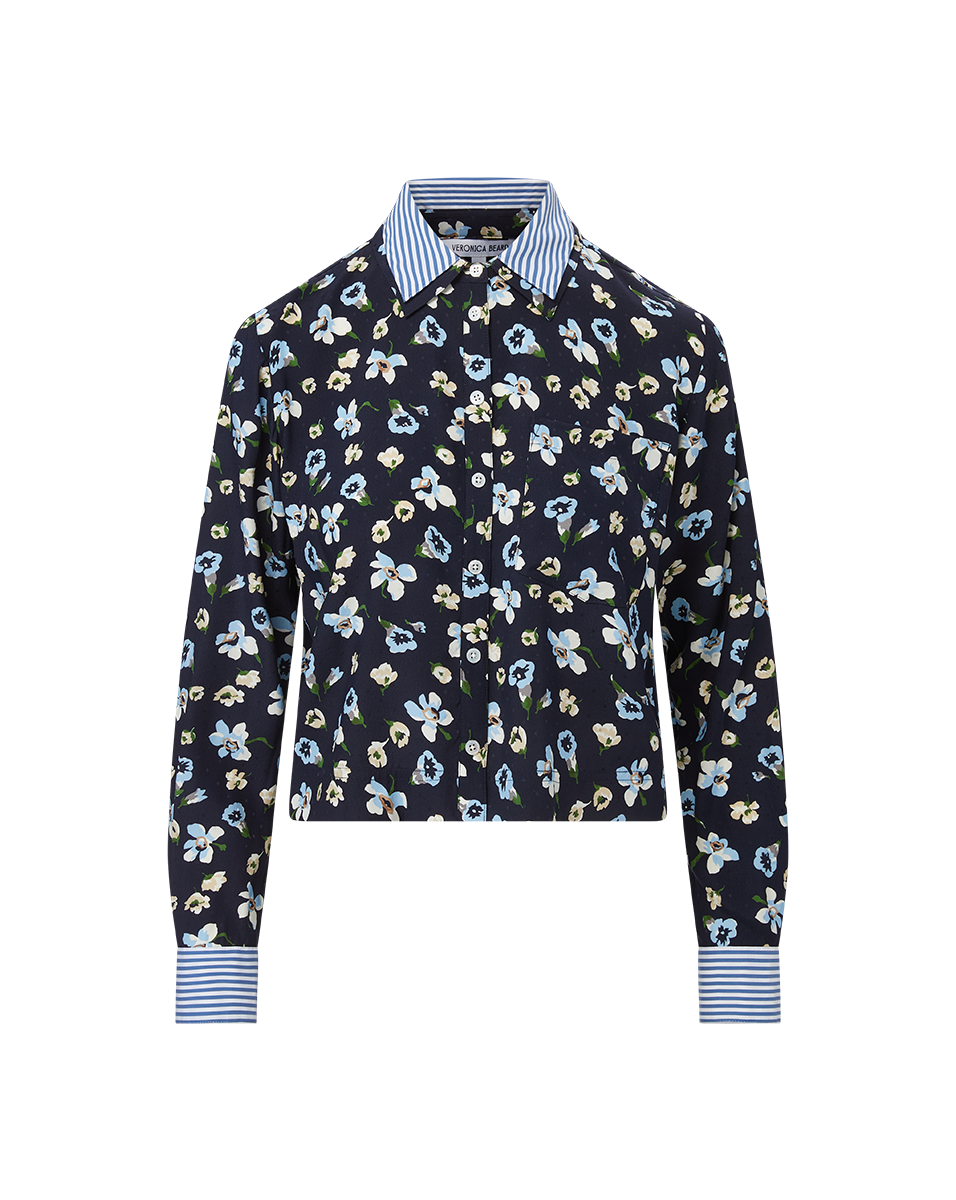 Maia Floral Silk Double-Collar Shirt