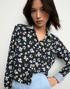 Chemise à double col en soie Maia Floral