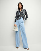 Chemise à double col en soie Maia Floral