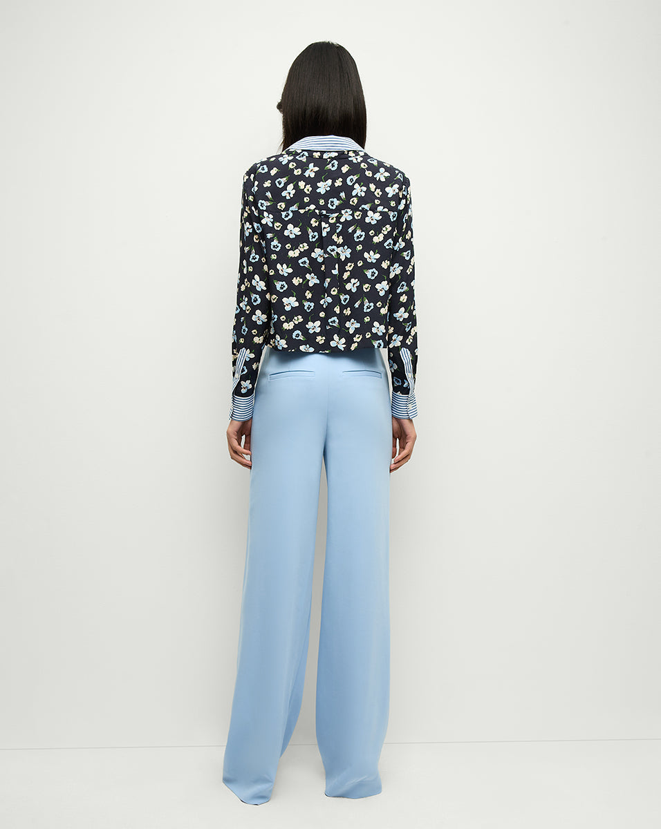 Chemise à double col en soie Maia Floral