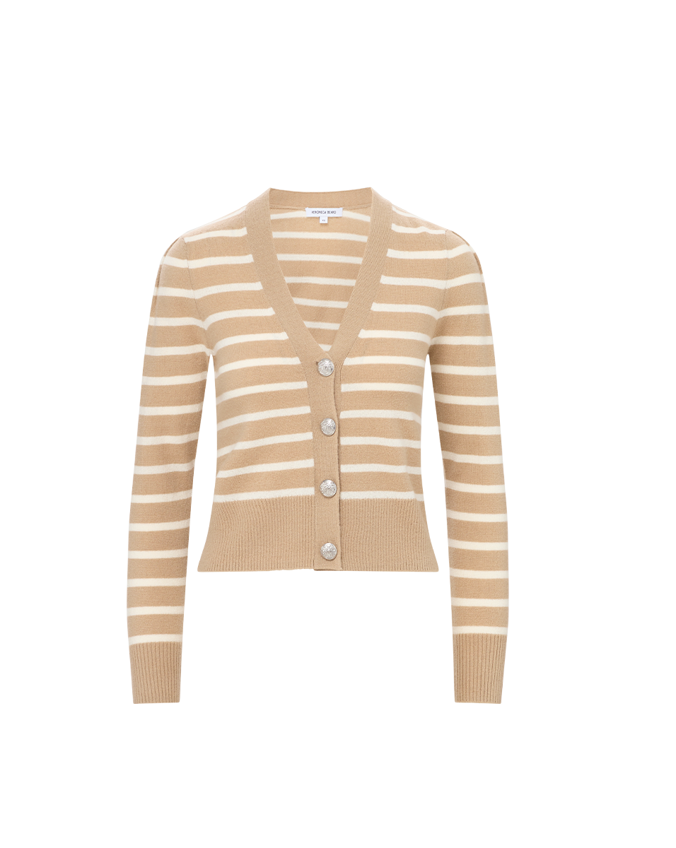Solene Striped Cashmere Cardigan