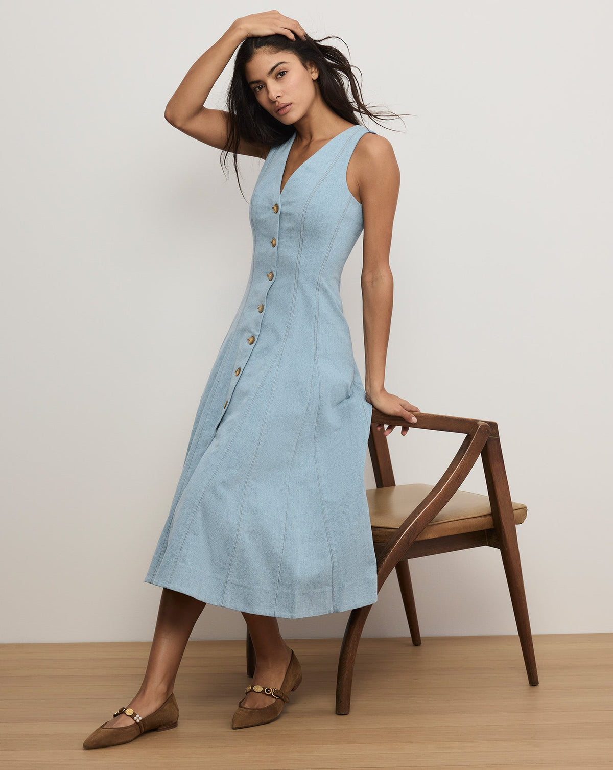 Lou Pleated Midi Dress