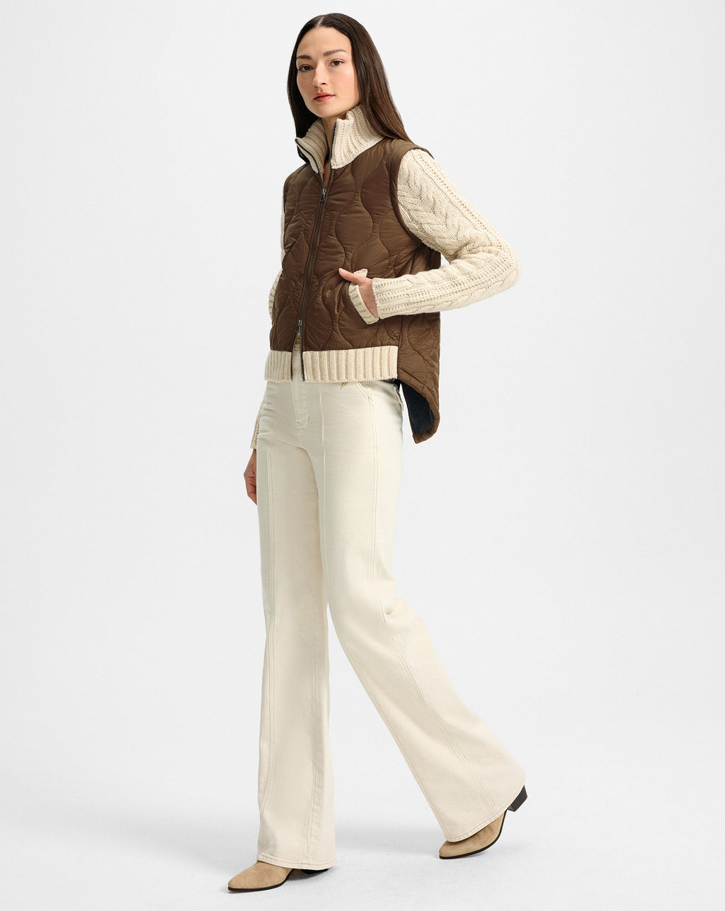 Patra Knit-Sleeve Quilted Jacket