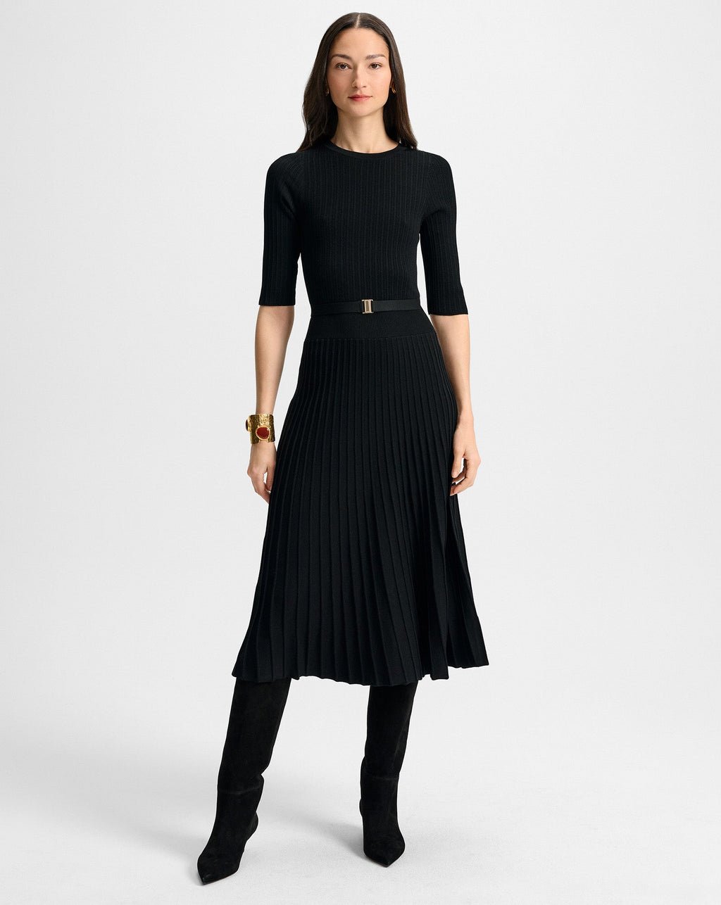Robe midi Elthea ceinturée