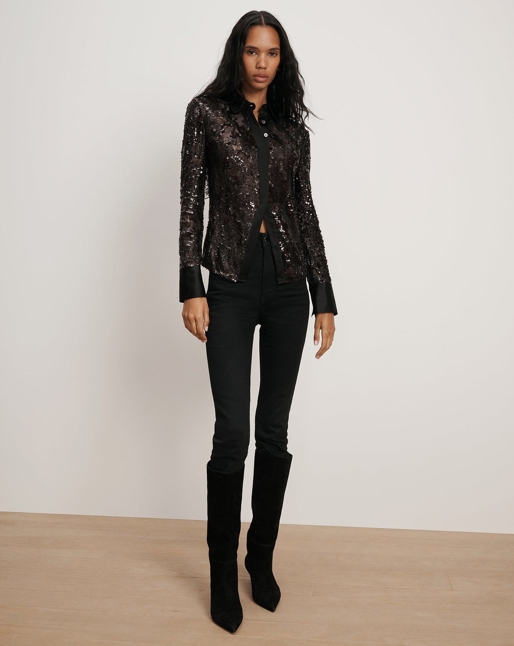 Matty Sequin Button-Down Shirt