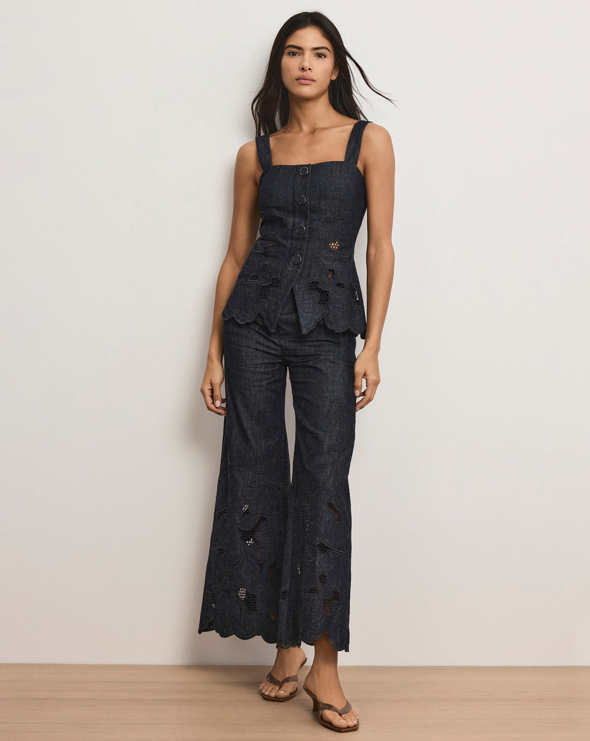 Osborne Wide-Leg Eyelet Pant