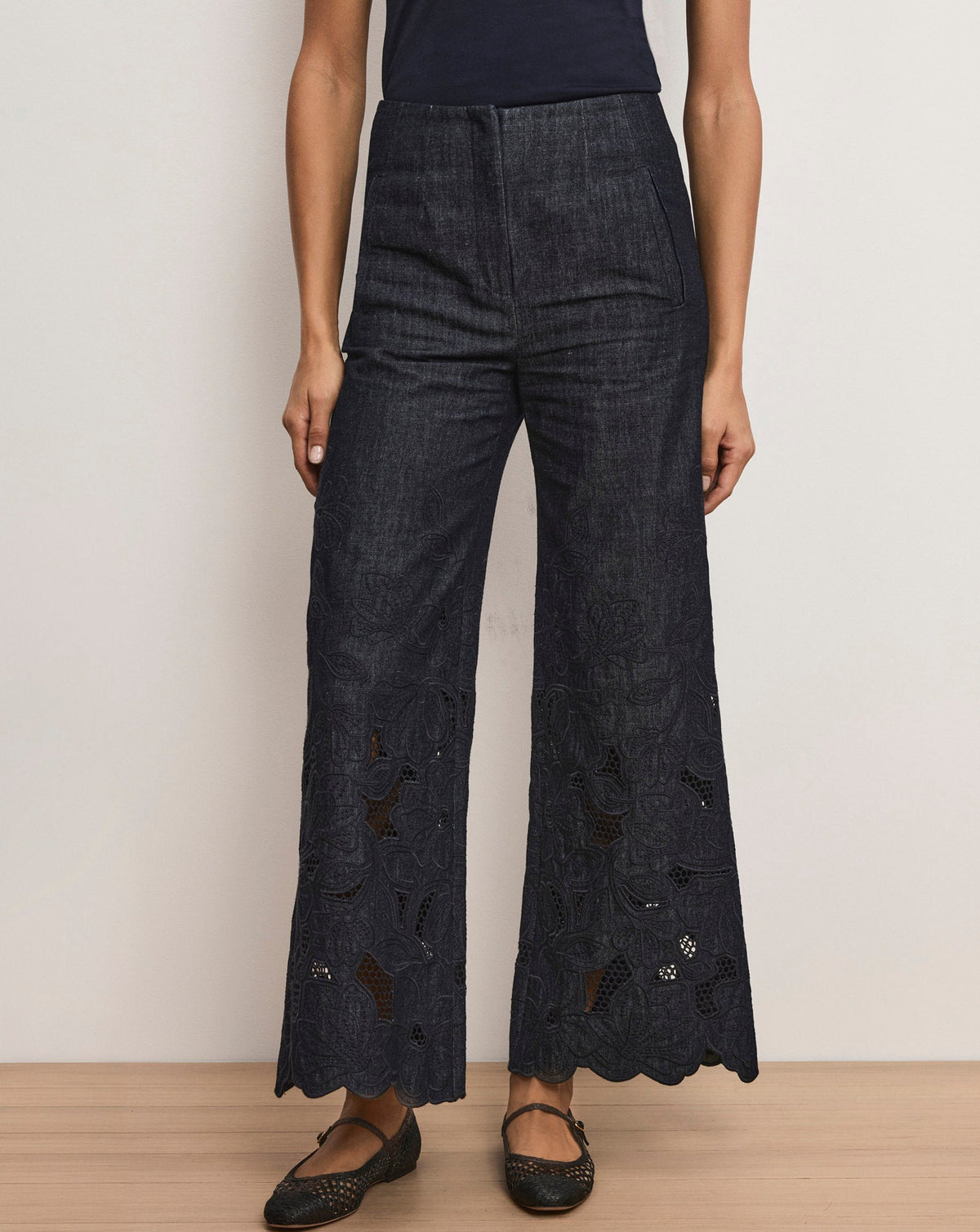 Osborne Wide-Leg Eyelet Pant