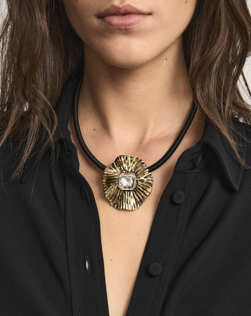 Collier cordon pendentif floral