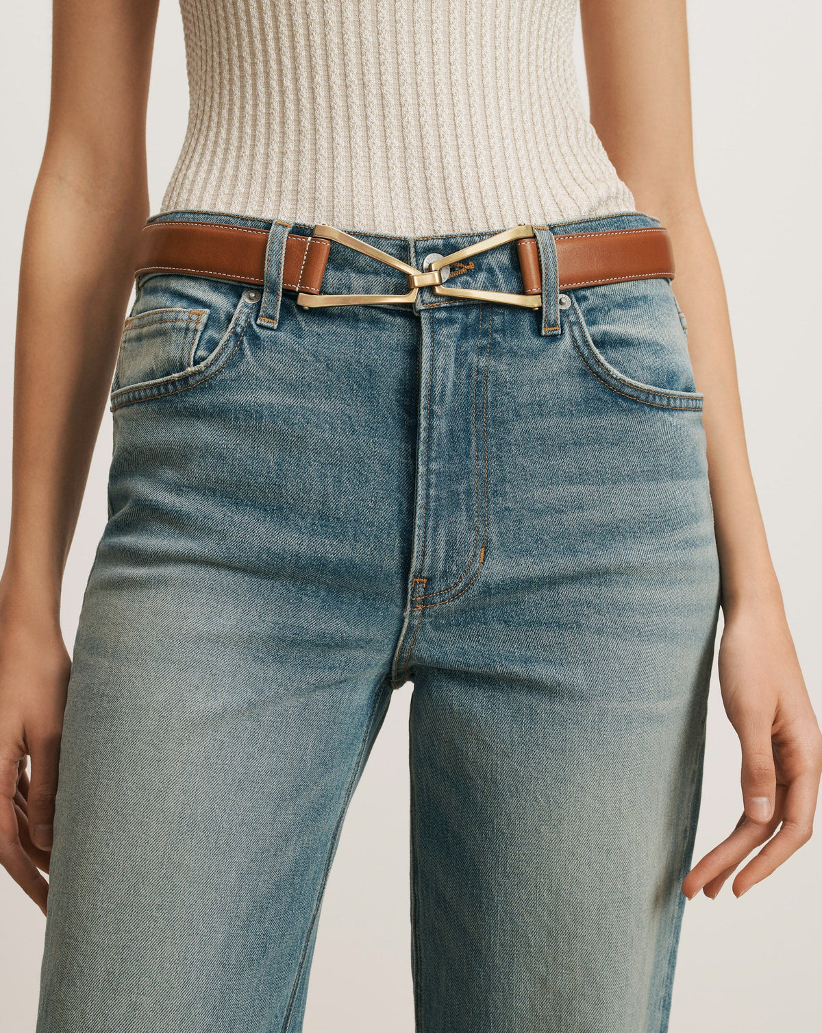 V Leather Belt