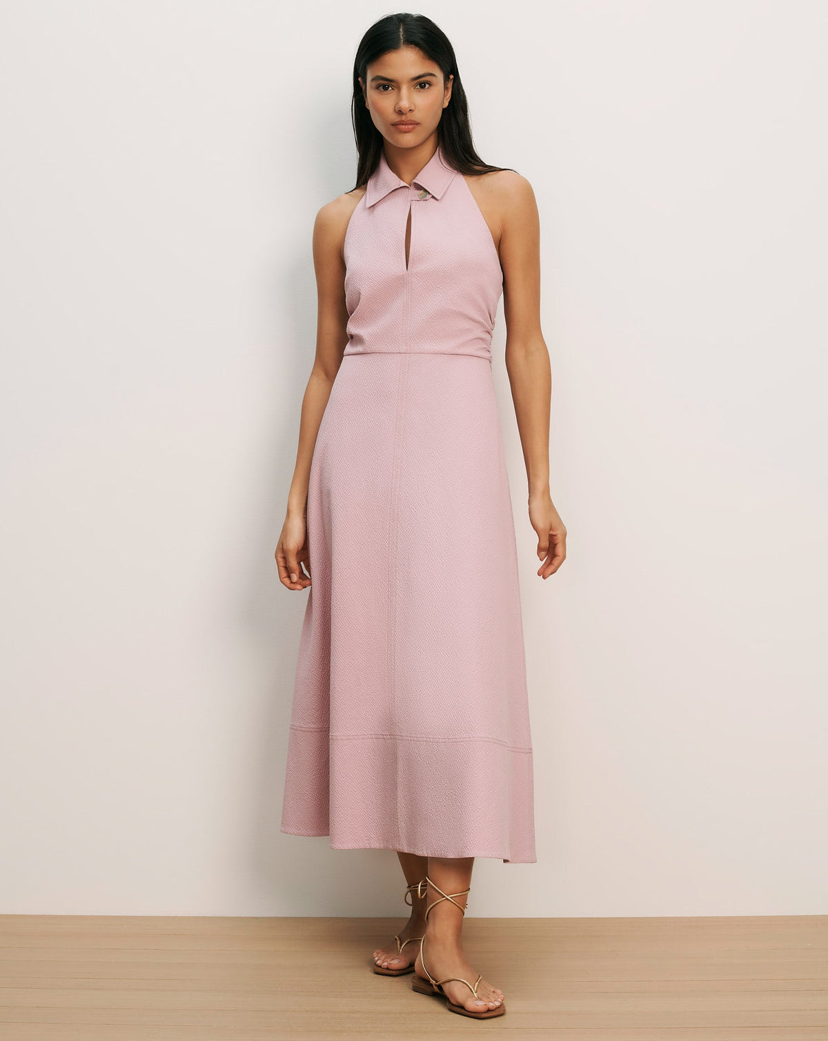 Robe midi dos nu en seersucker Mackey