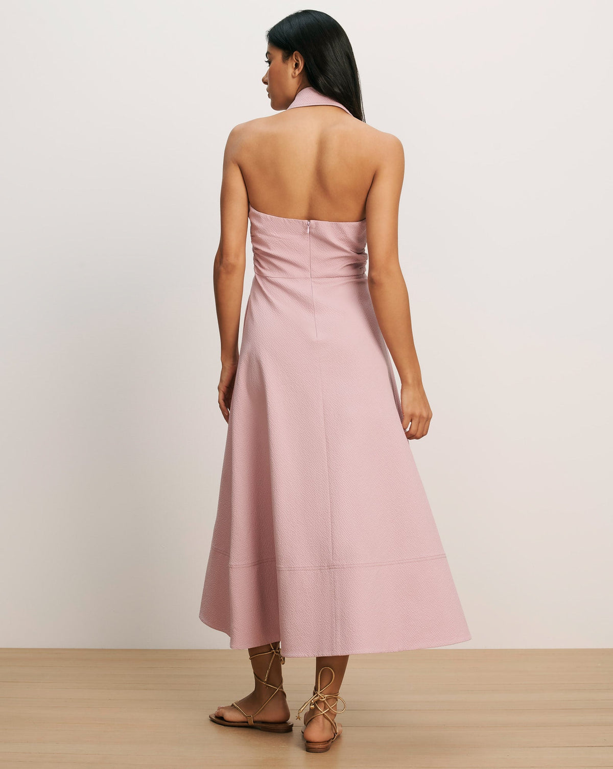 Robe midi dos nu en seersucker Mackey