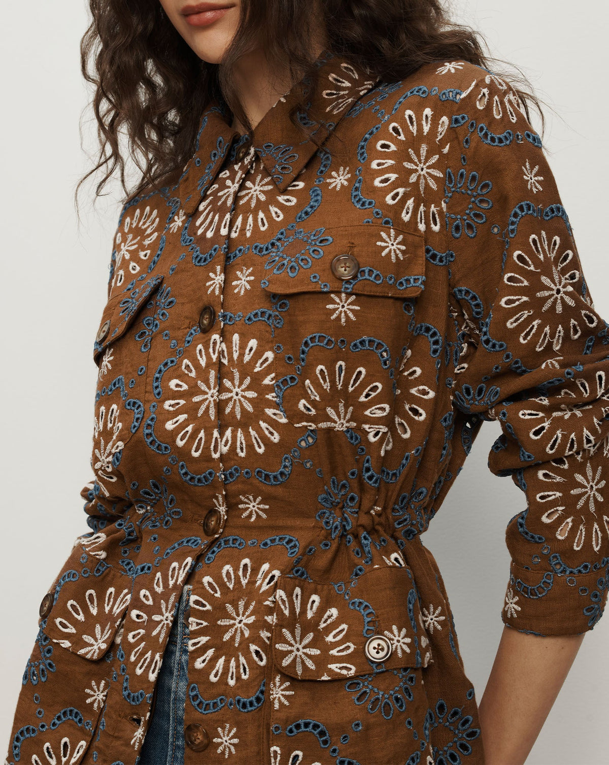 Kiki Linen Eyelet Jacket