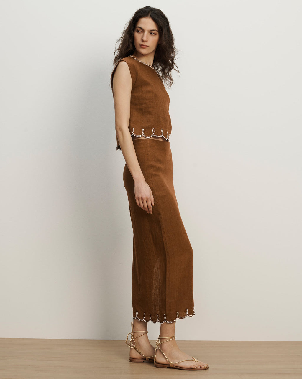 Jupe midi en lin Malou