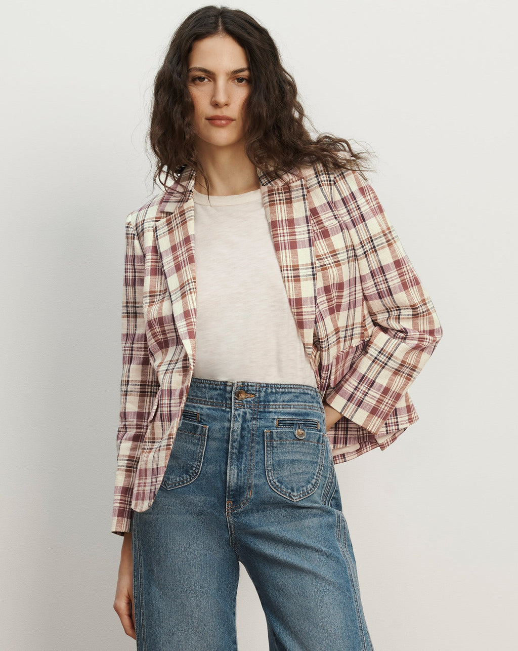 Veste Tyra à carreaux avec plastron