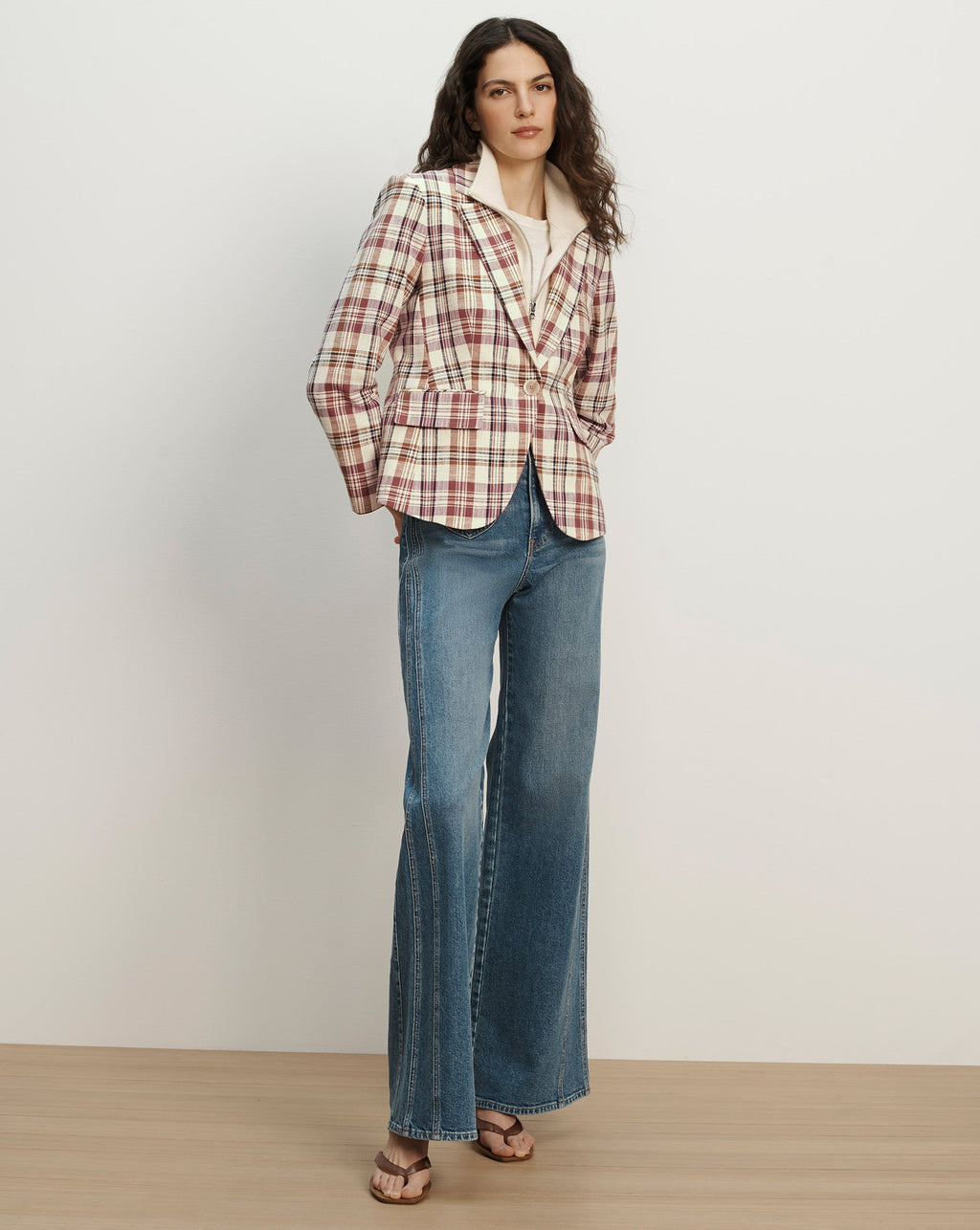 Veste Tyra à carreaux avec plastron