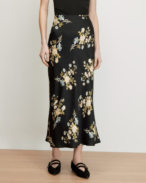 Jupe midi fleurie trèfle