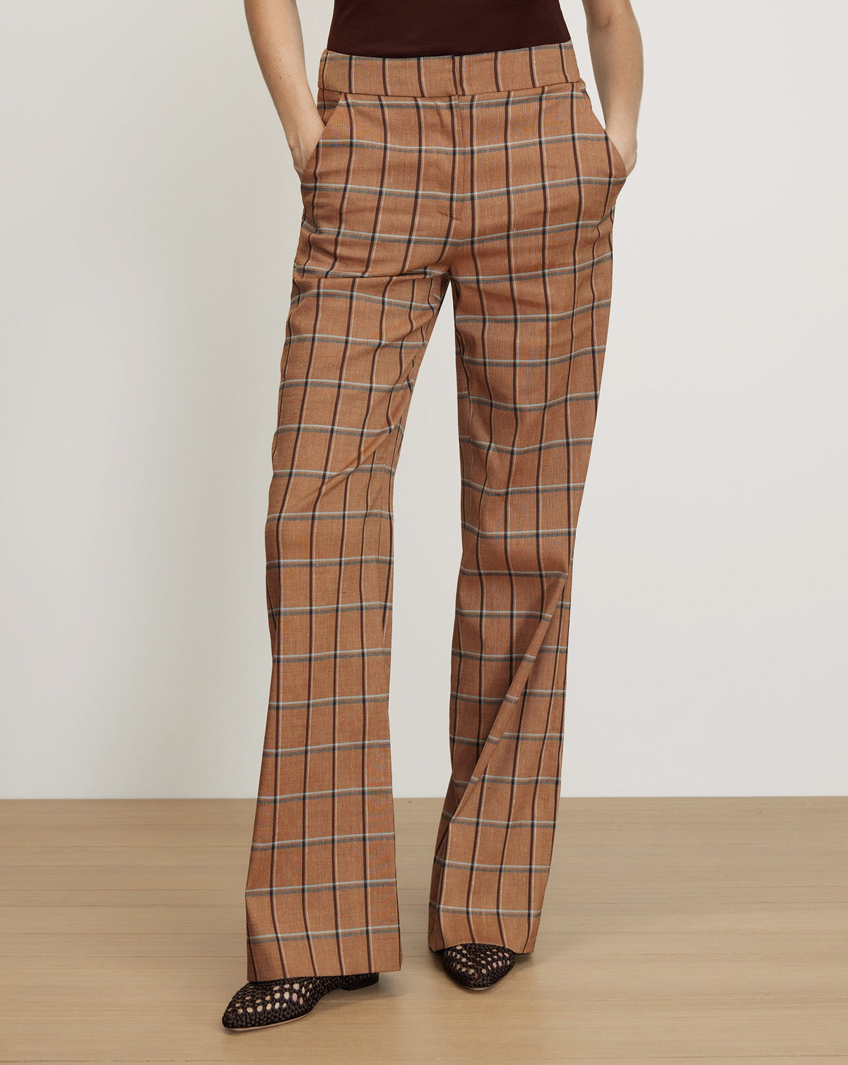 Tonelli Plaid Wide-Leg Pant