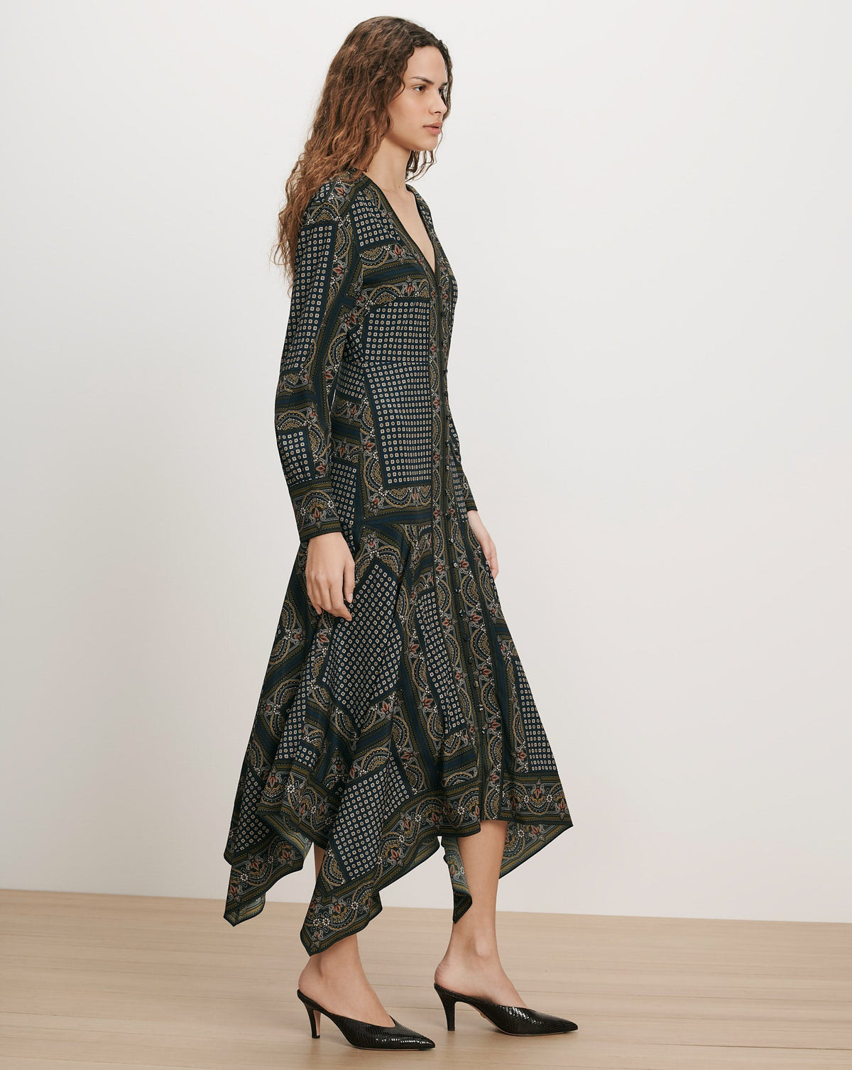 Skye Scarf-Print Midi Dress