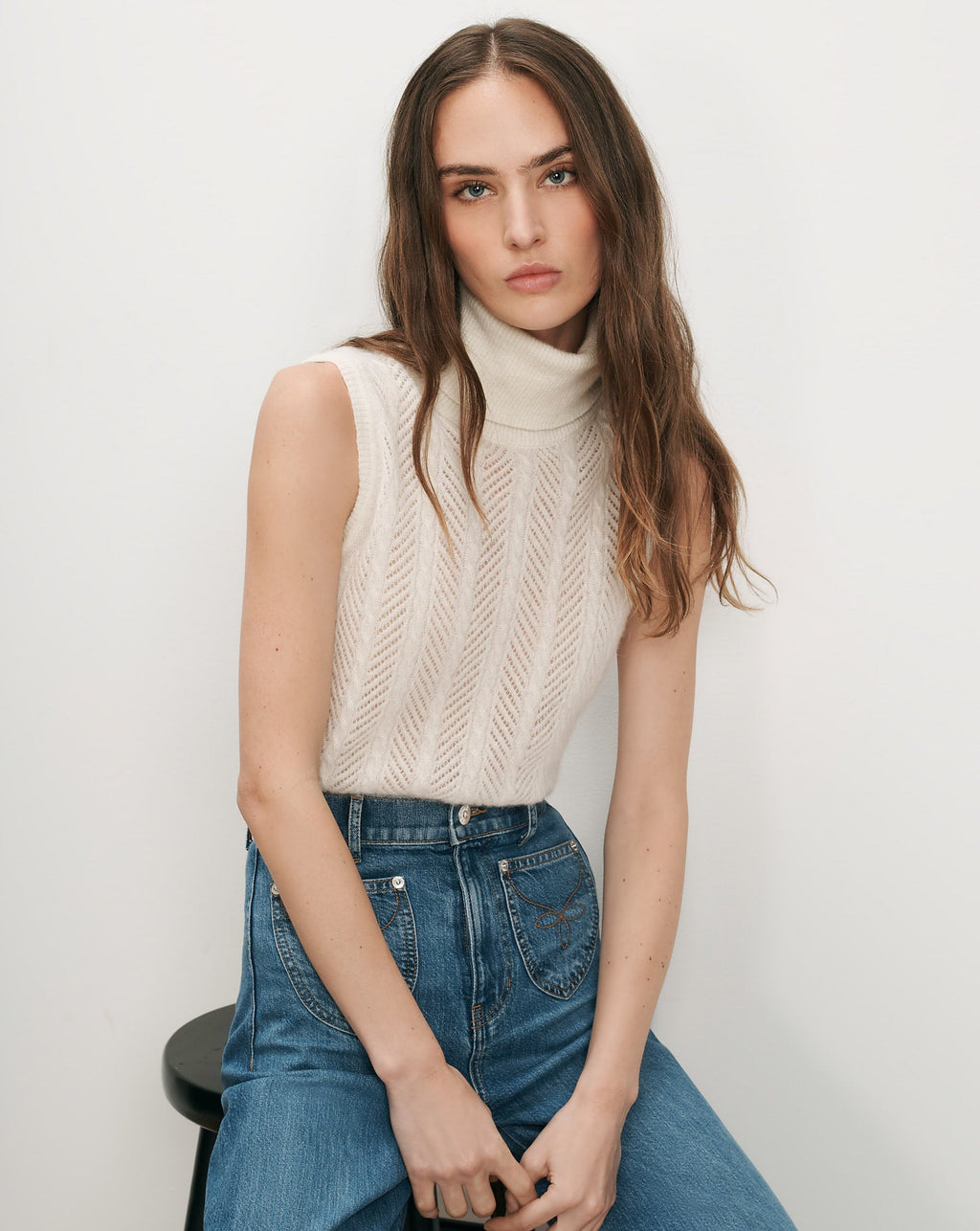 Pull sans manches Mazzy à maille ajourée