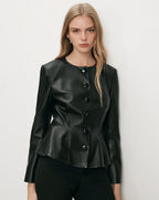 Quinn Leather Peplum Jacket