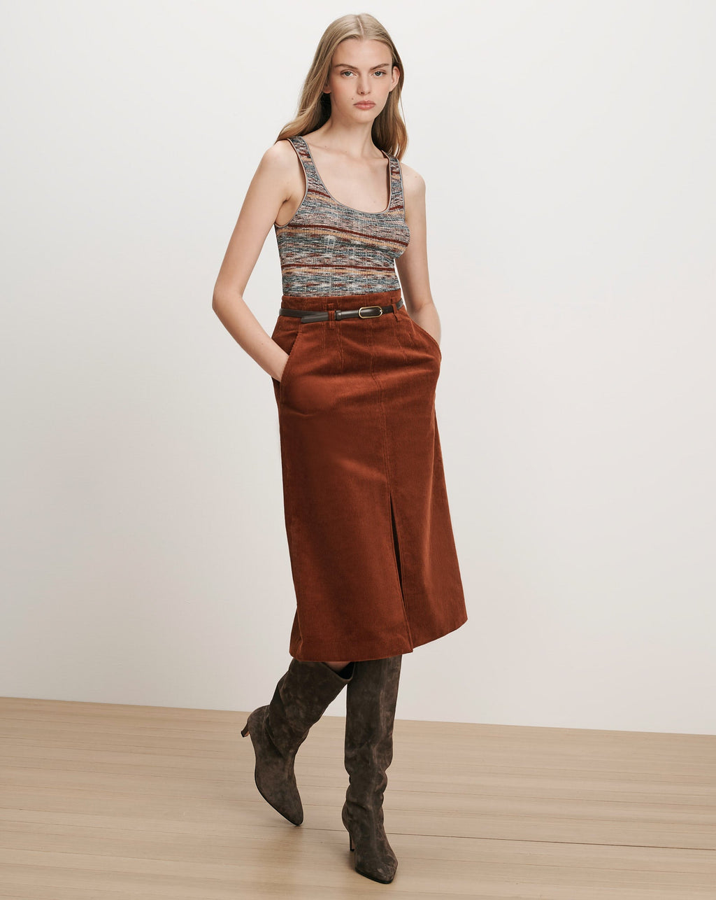 Alexie Corduroy Midi Skirt - Famous | Online Store