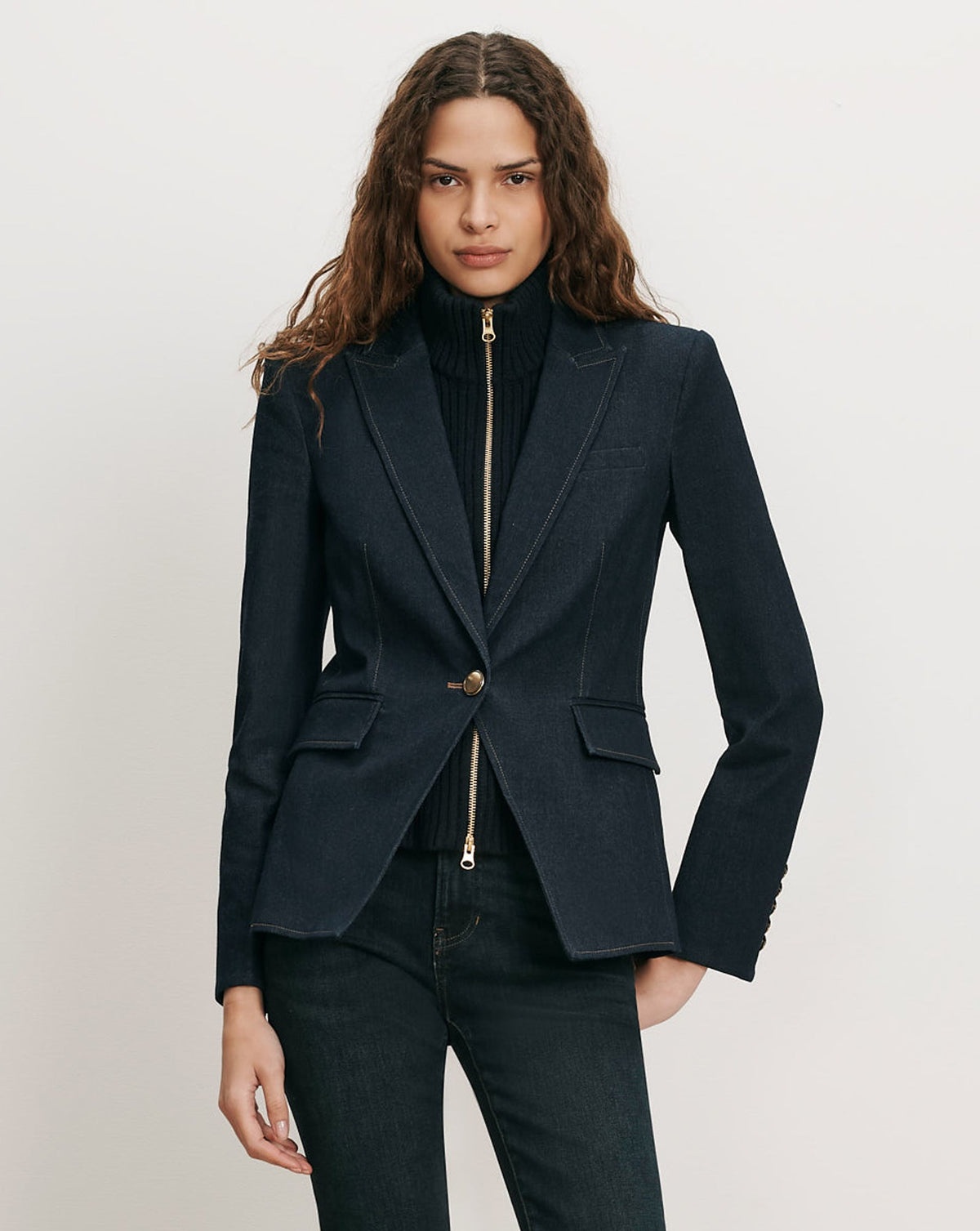 Miller Denim Single-Breasted Dickey Jacket