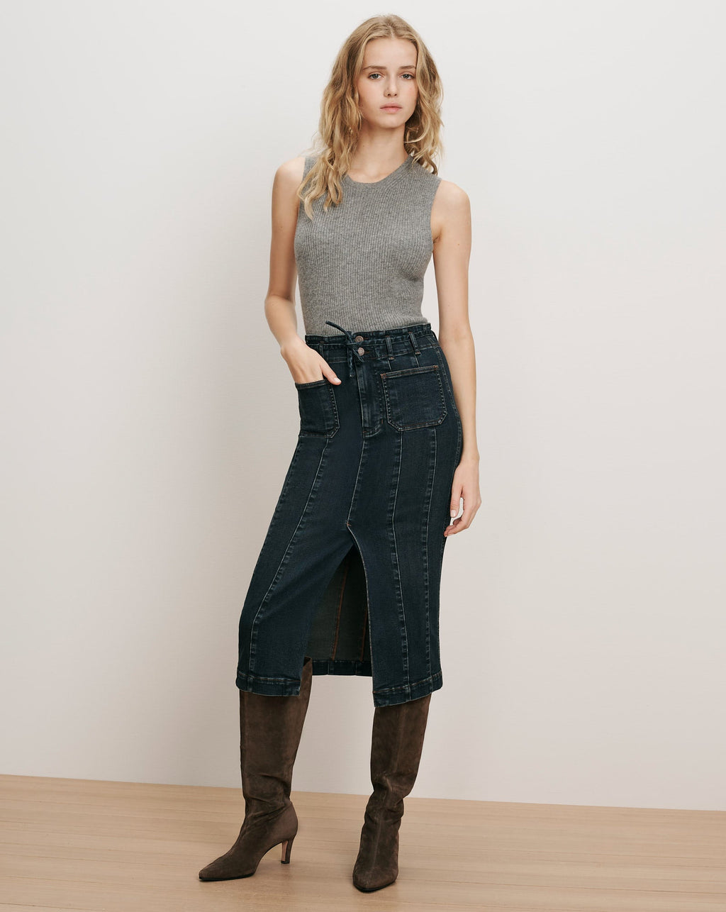 Jupe-midi en jean Pavana
