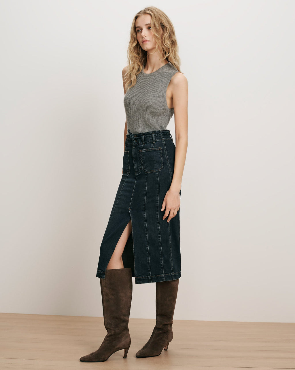 Jupe-midi en jean Pavana
