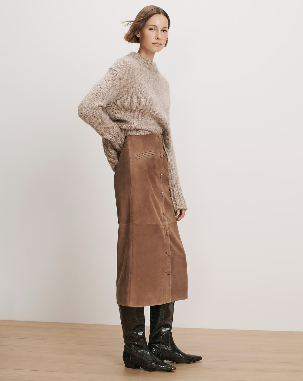Callisian Suede Midi Skirt