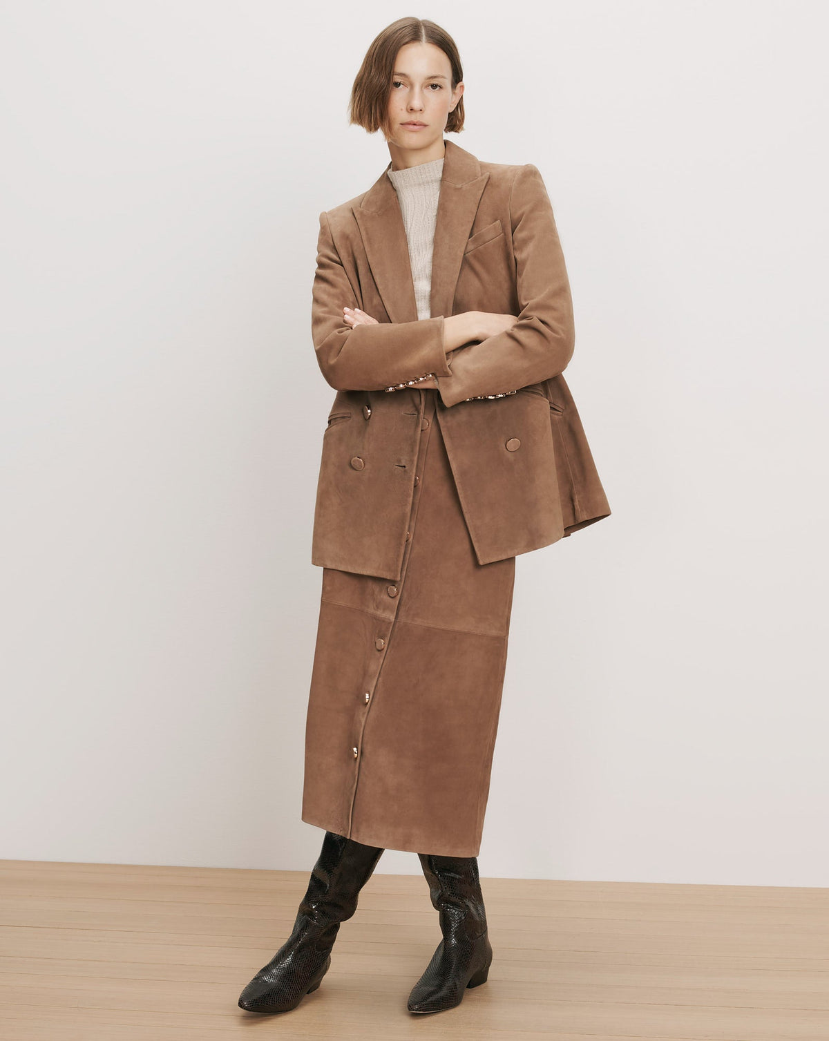 Callisian Suede Midi Skirt