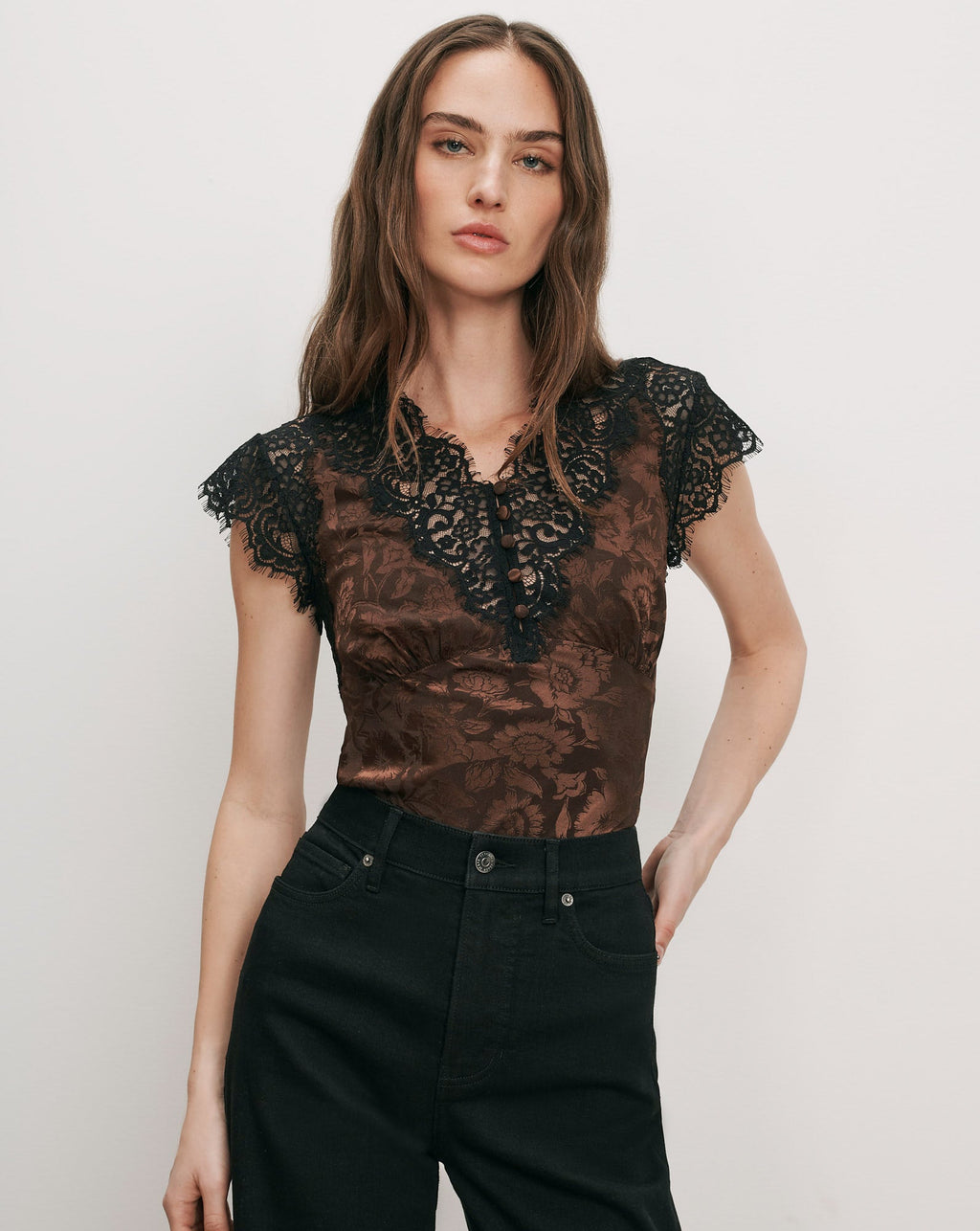 Pascaline Lace-Trimmed Top