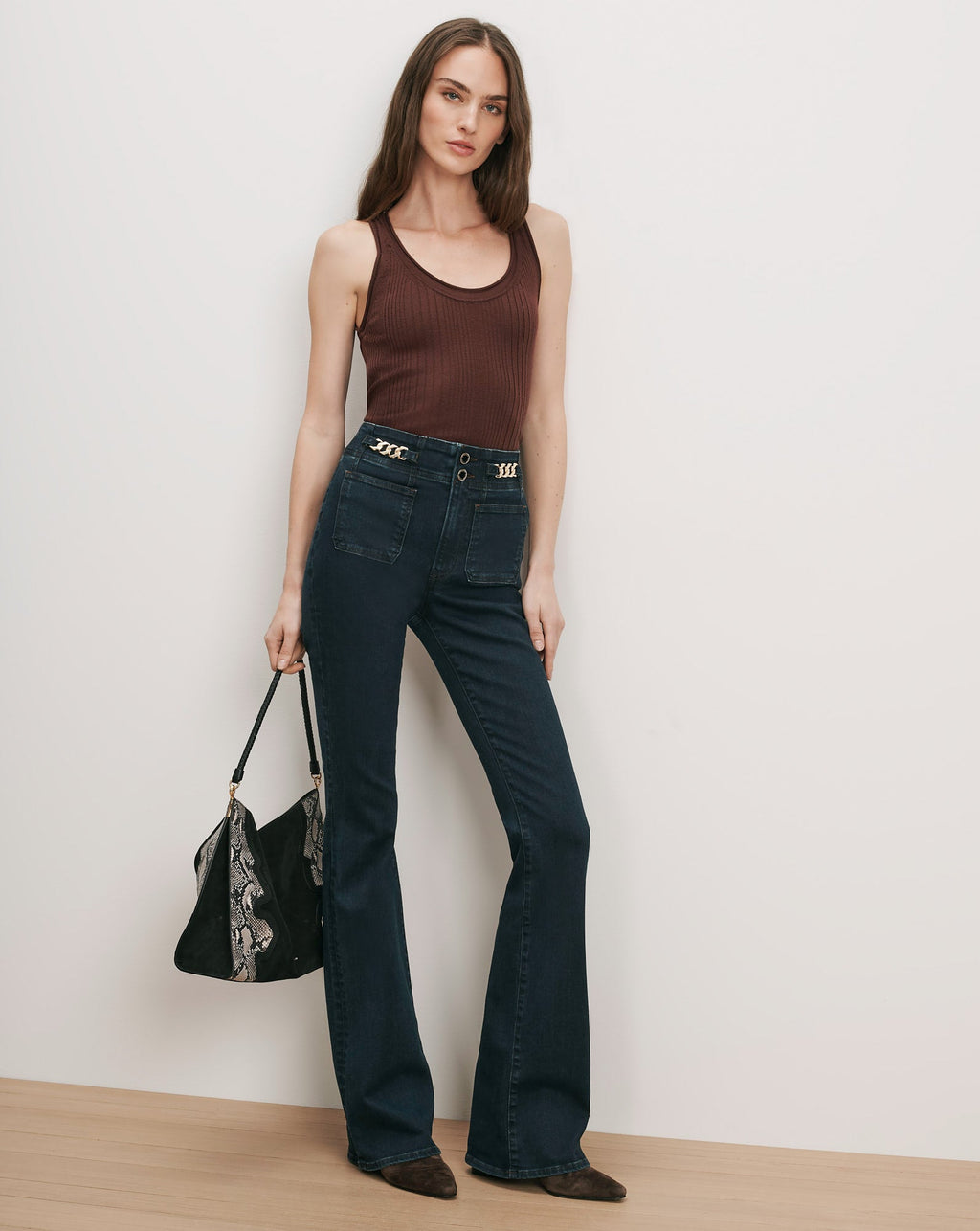 Jean Beverly Skinny-Flare à chaînes décoratives