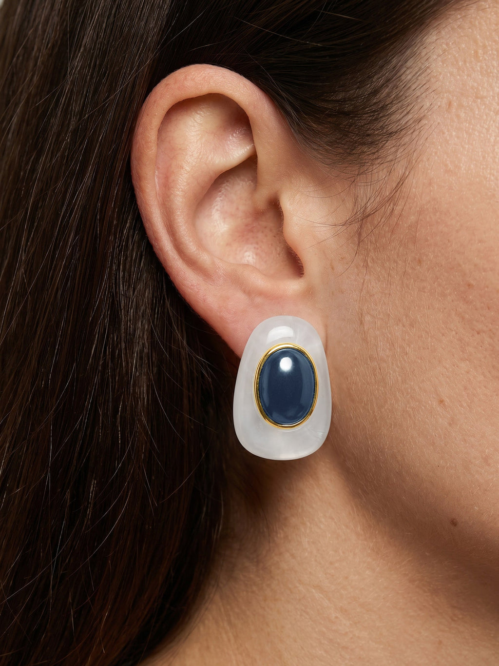 Boucle d'oreille cabochon œil-de-tigre