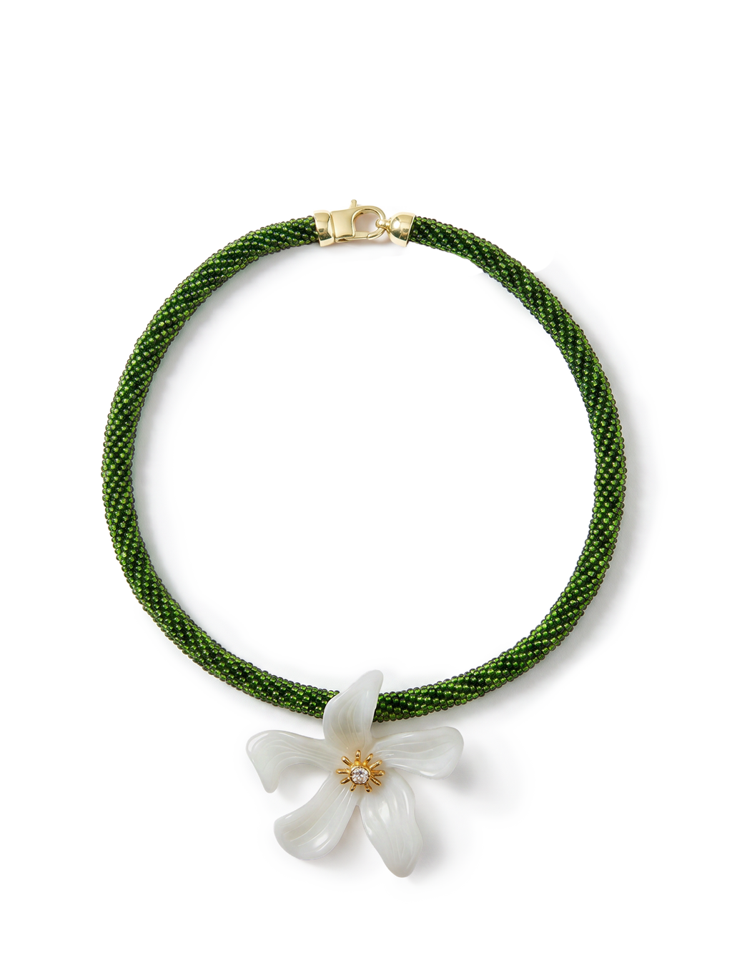 Flower Pendant Beaded Necklace