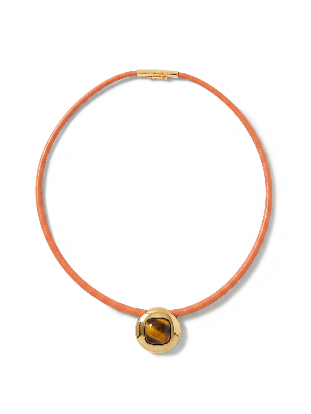 Collier cordon en cuir avec œil-de-tigre