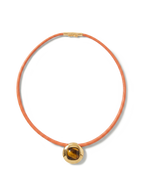 Collier cordon en cuir avec œil-de-tigre