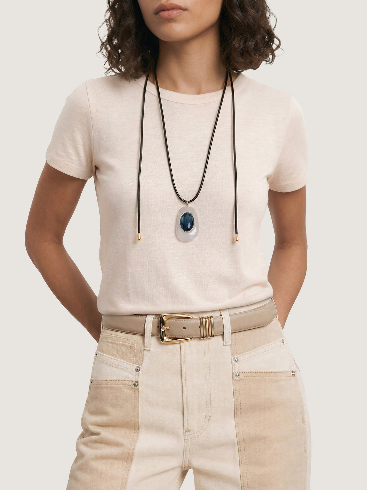Black Leather Pendant Necklace