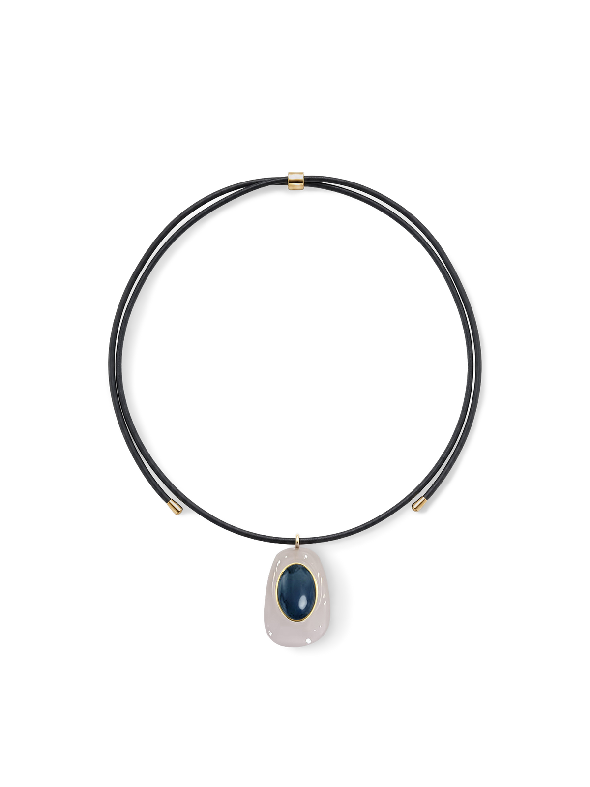 Black Leather Pendant Necklace