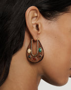 Wood Embellished Drop Hoop