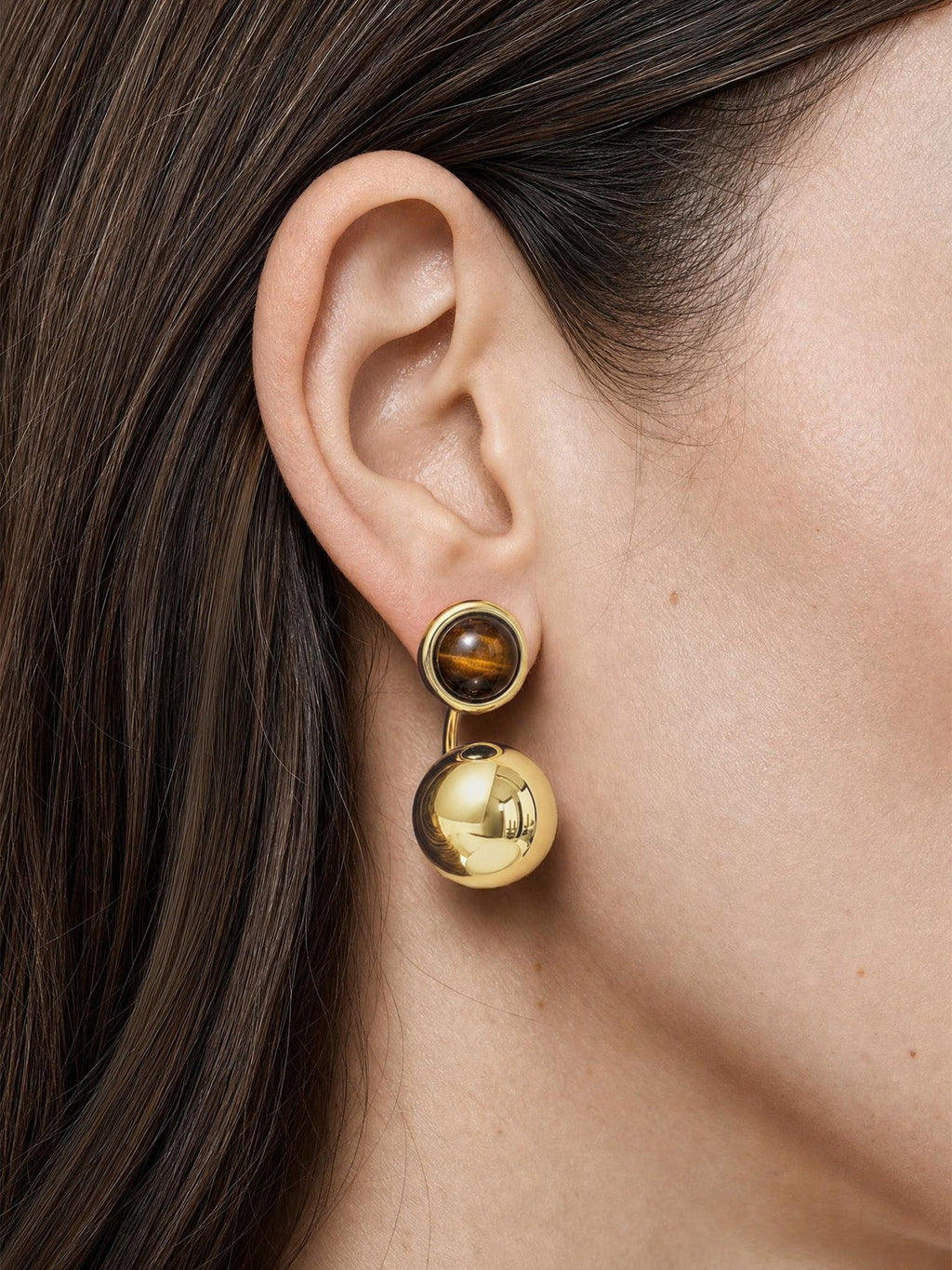 Boucles d'oreilles pendantes œil de tigre
