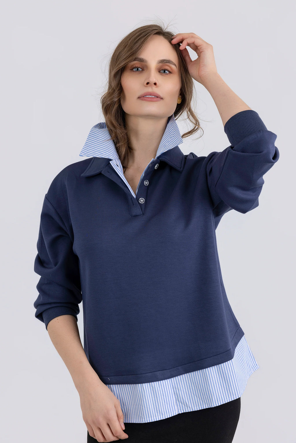 Striped Shirt Sweatshirt