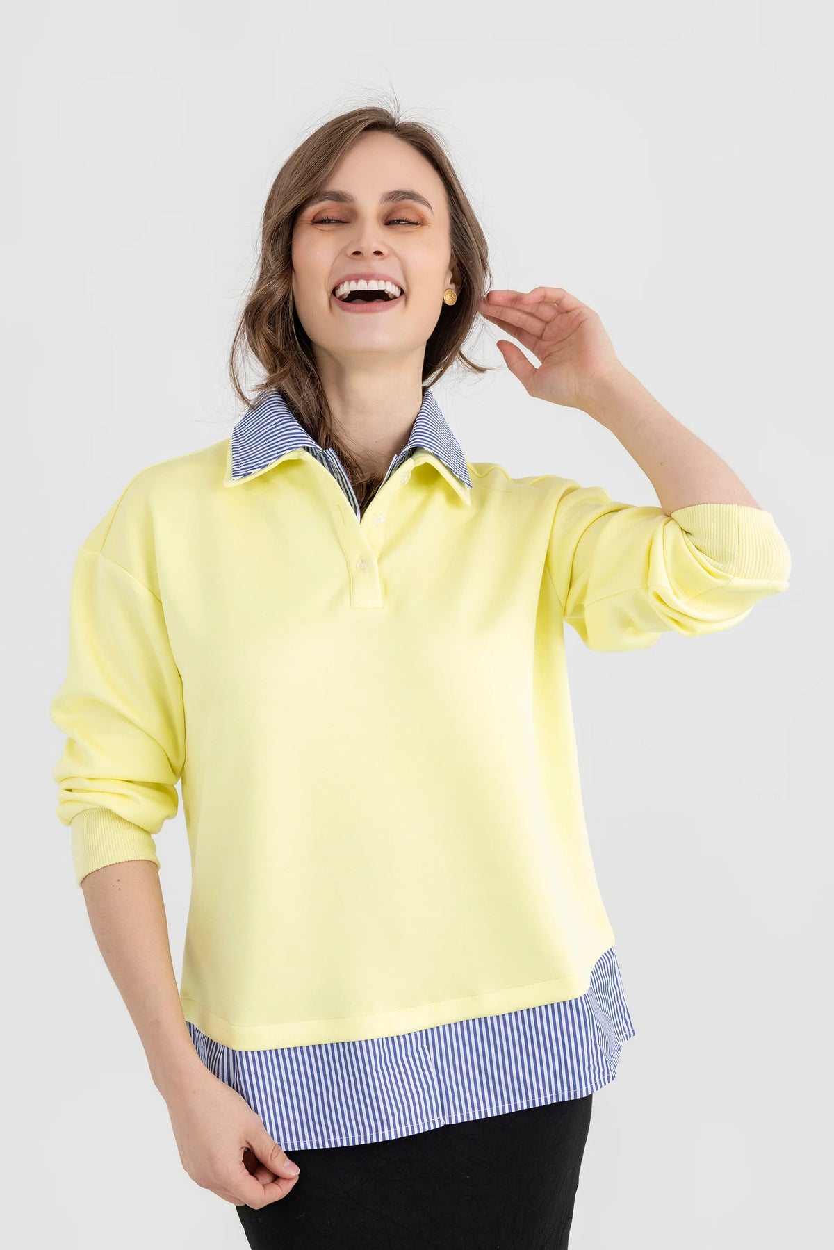 Striped Shirt Sweatshirt