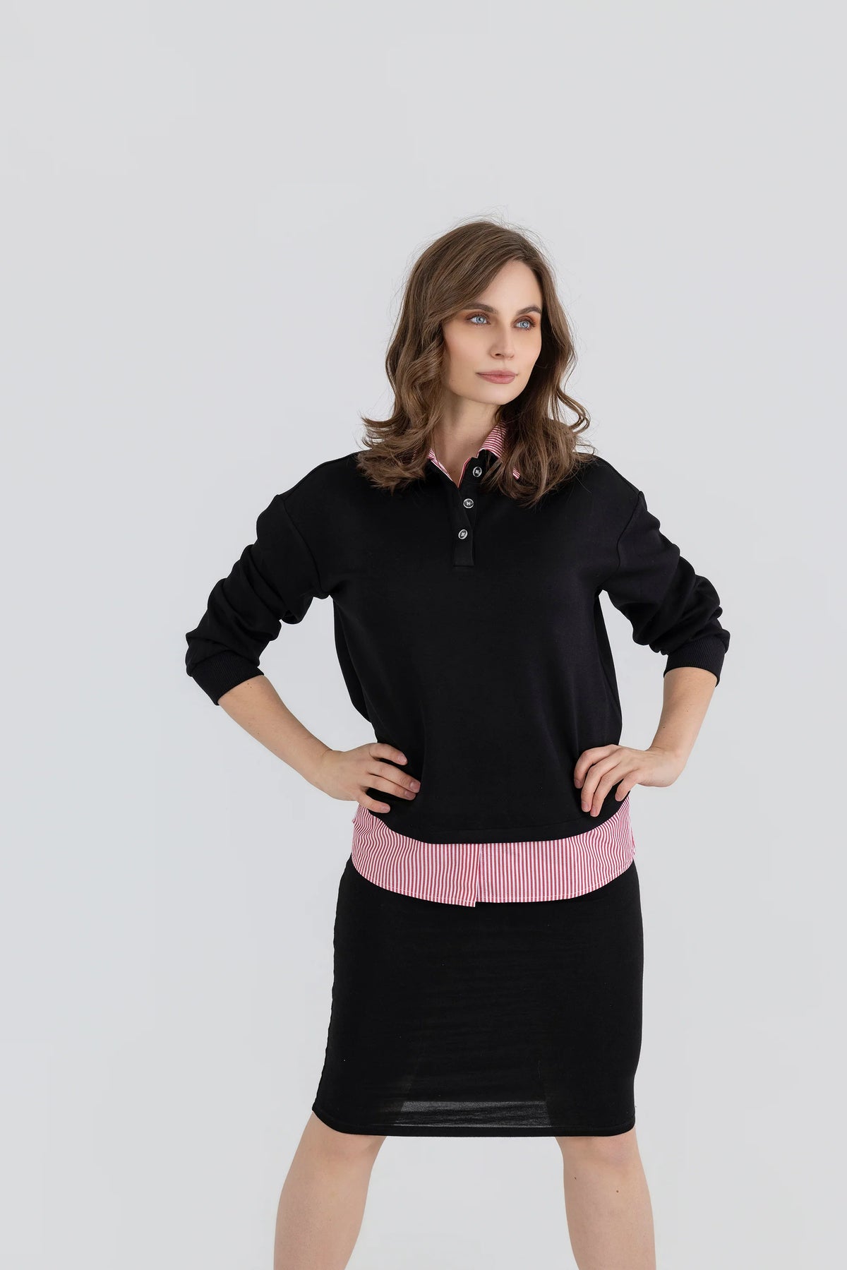 Striped Shirt Sweatshirt