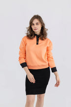 Denim Collar and Cuff Sweatshirt