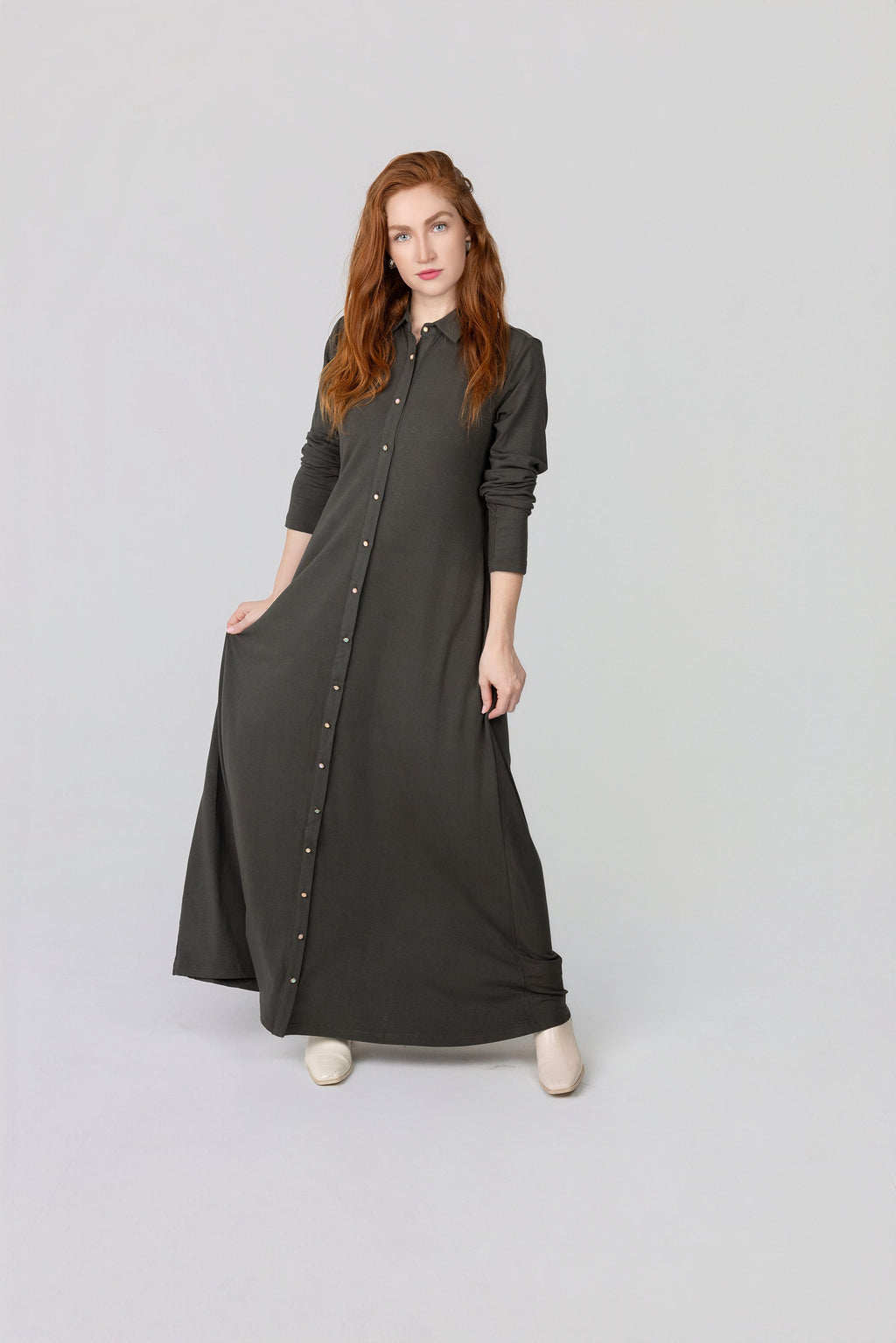 Denim Maxi Shirt Dress