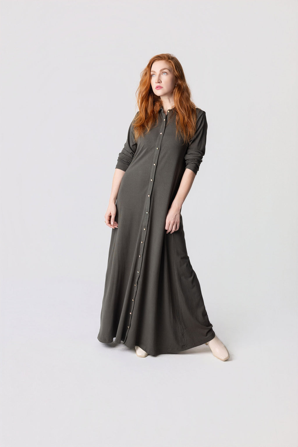 Denim Maxi Shirt Dress